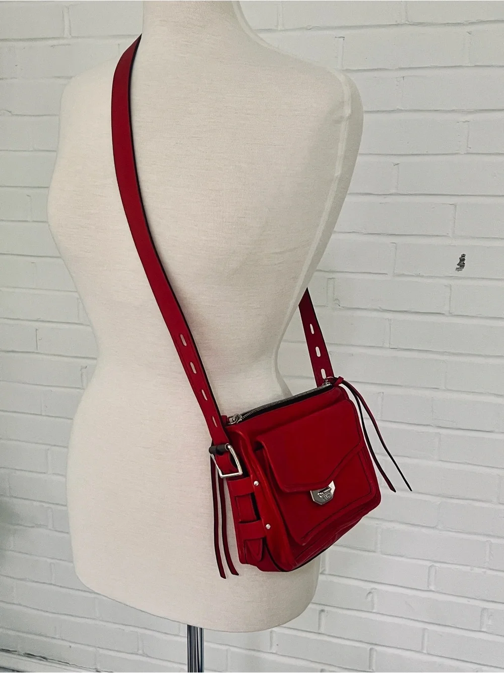 rag & bone Red Small Field Messenger Leather Bag Never Used